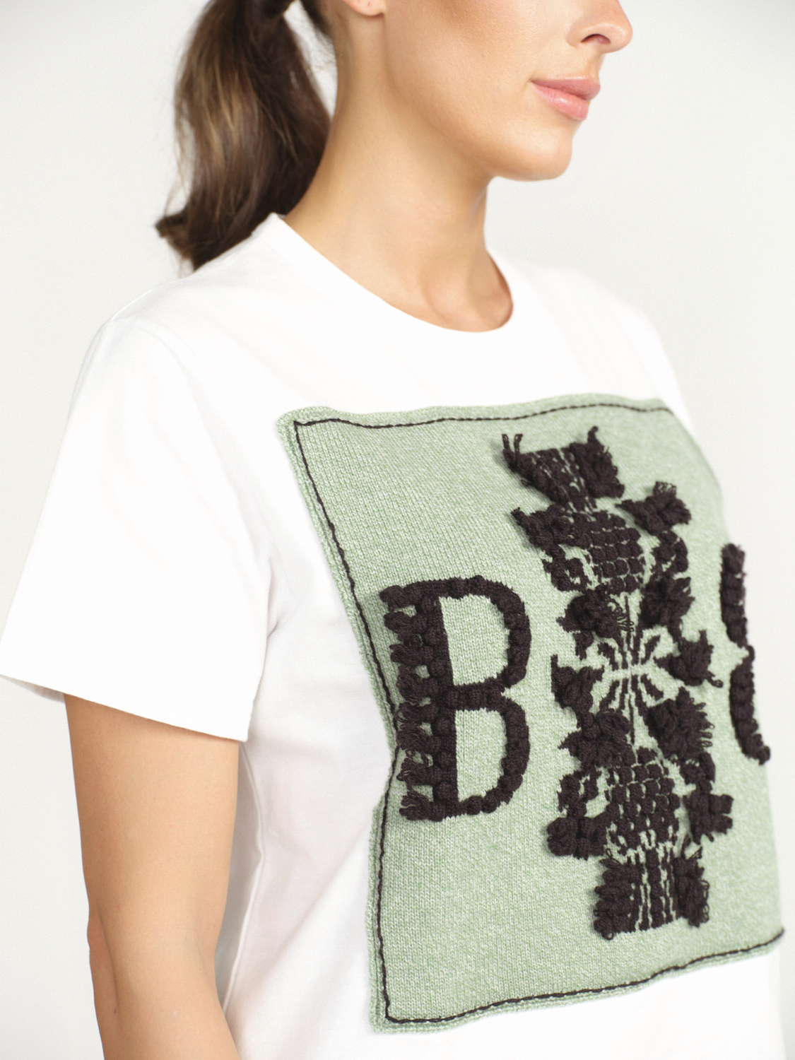 Barrie Maglietta con patch in cashmere con logo - Camicia con patch in cashmere con logo verde M