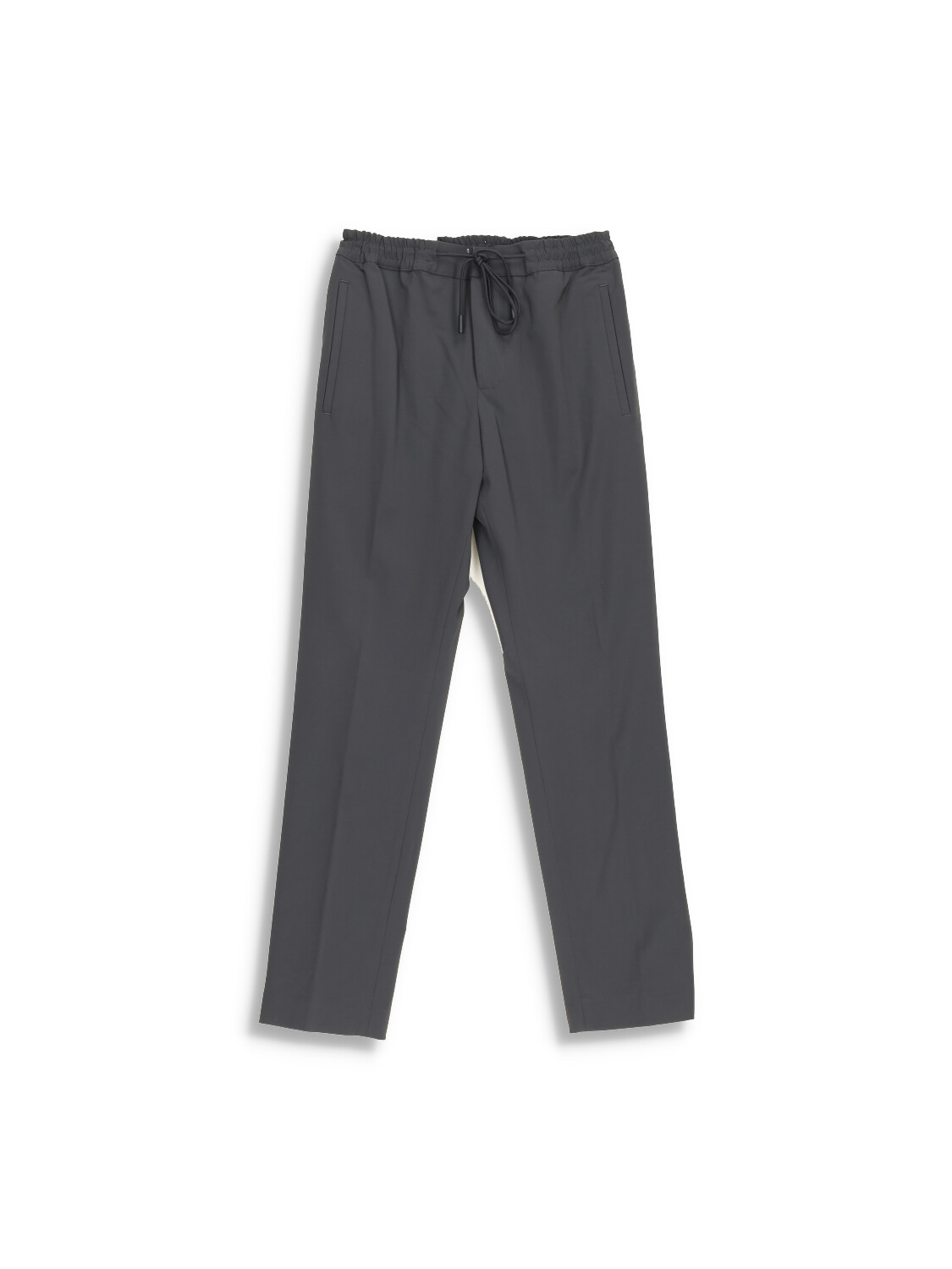 Trousers with crease and elastic waistband