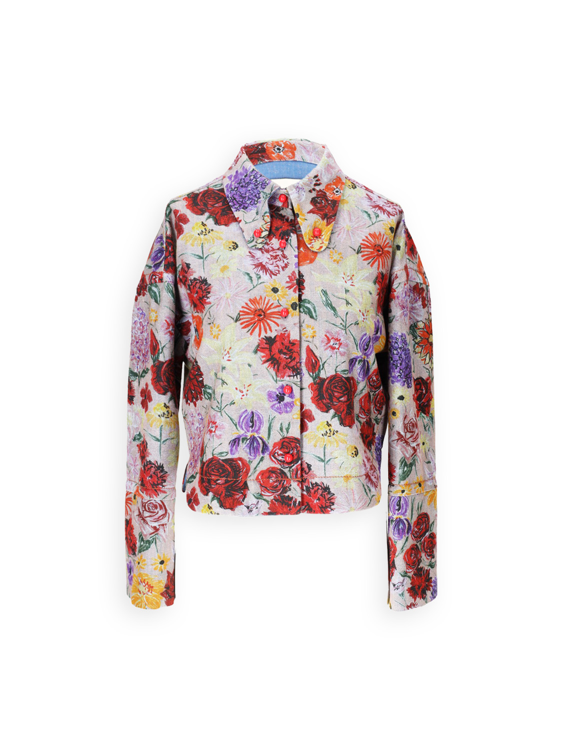 Impressionist – Baumwoll-Hemdbluse mit floralem Design 	 
