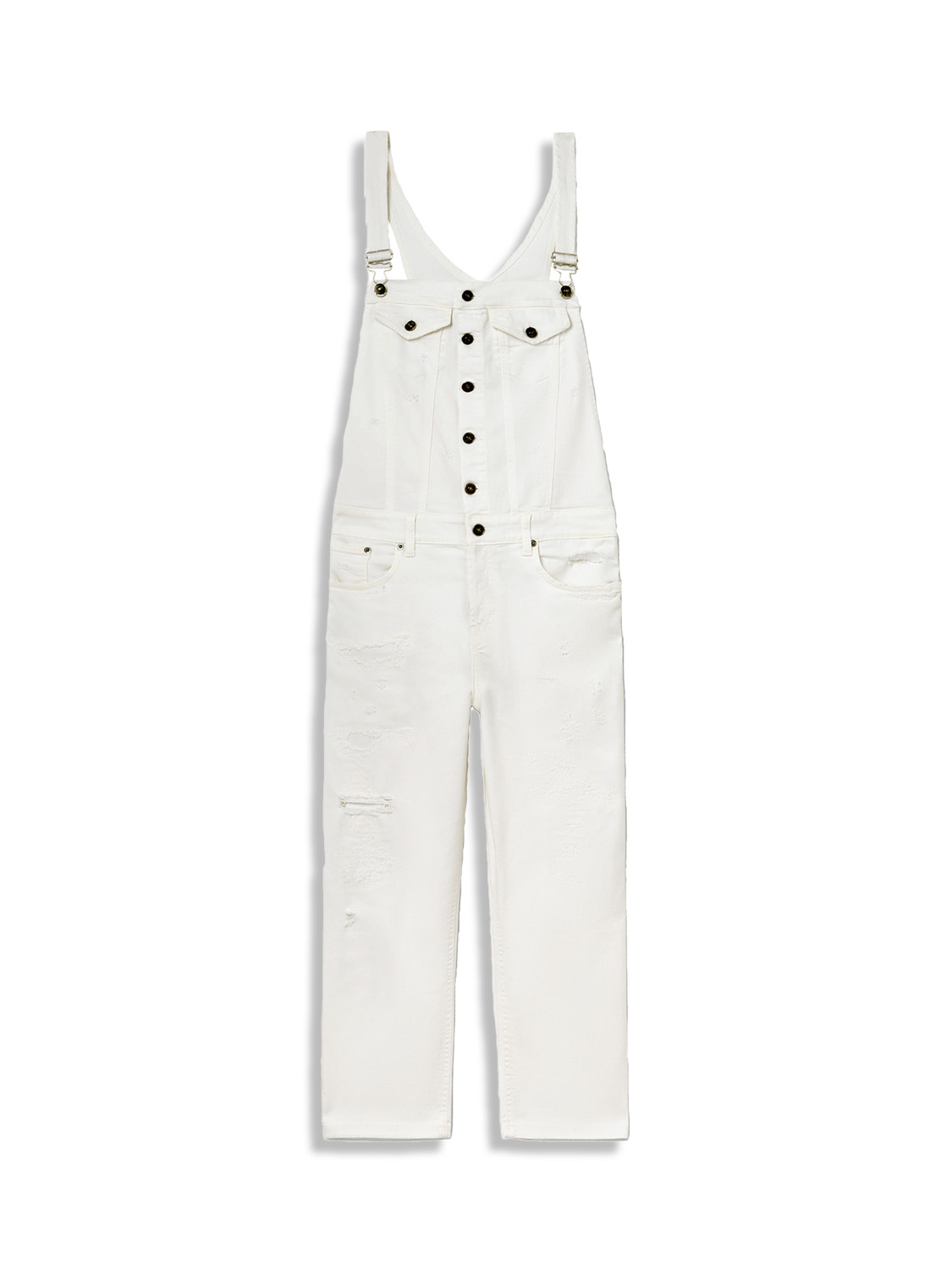 Dungarees in destroyed look with cotton buttons