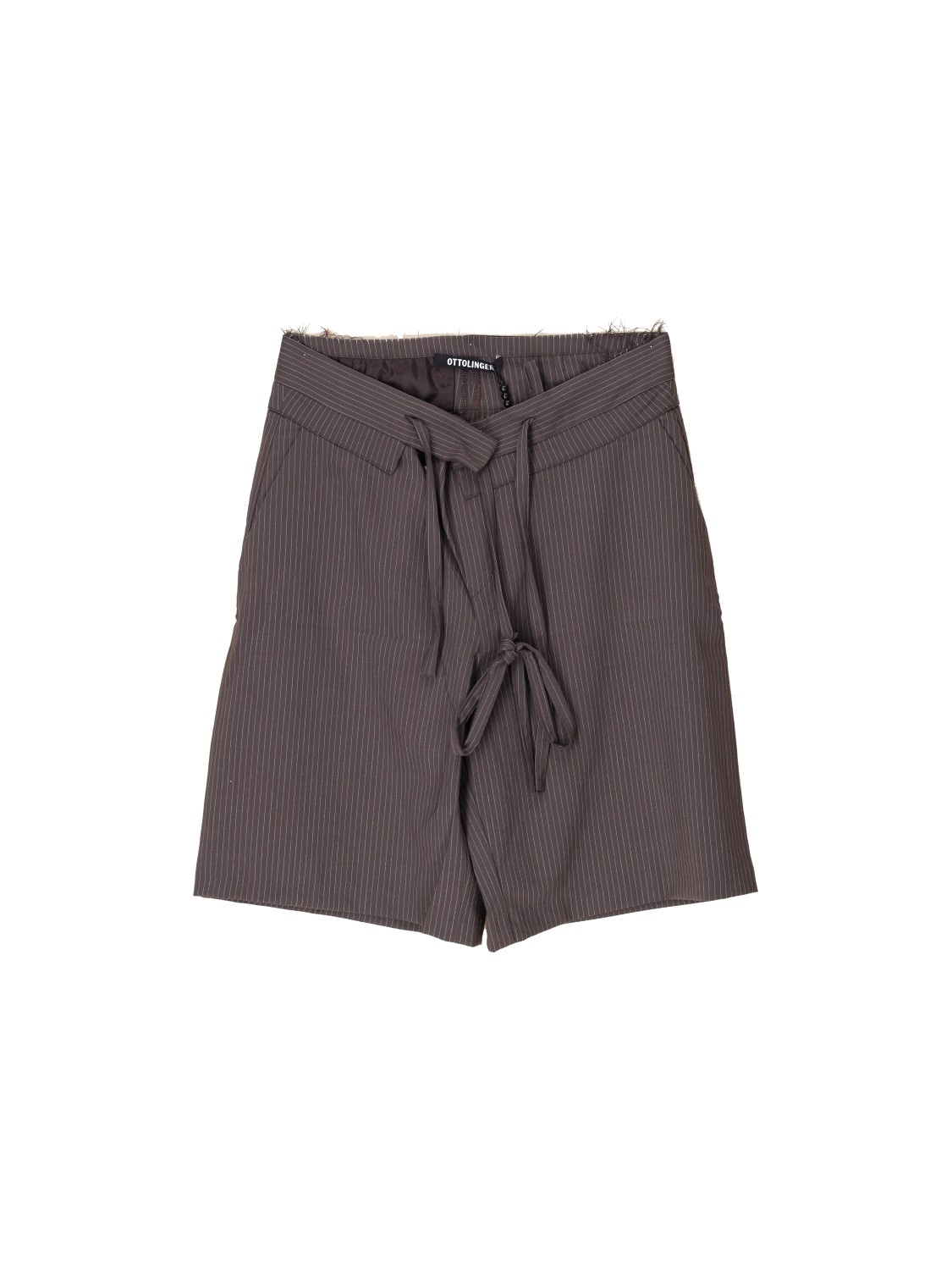 Ottolinger Double Fold – Oversized Shorts mit Nadelstreifen braun M