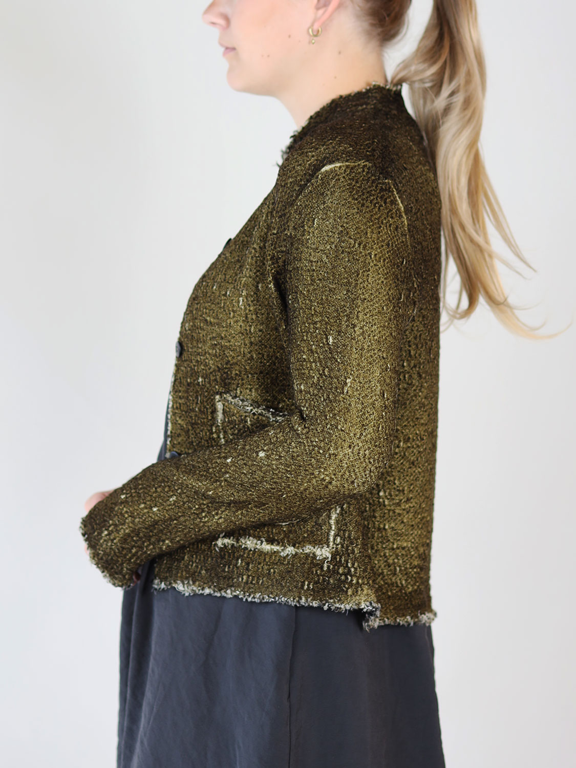 Avant Toi Giacca – Wool blend cardigan khaki XS