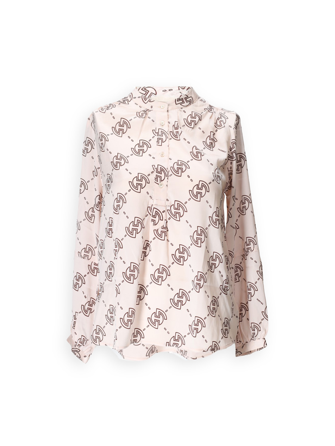 Mitra Equipe – Satin-Bluse mit Logo-Muster 	 