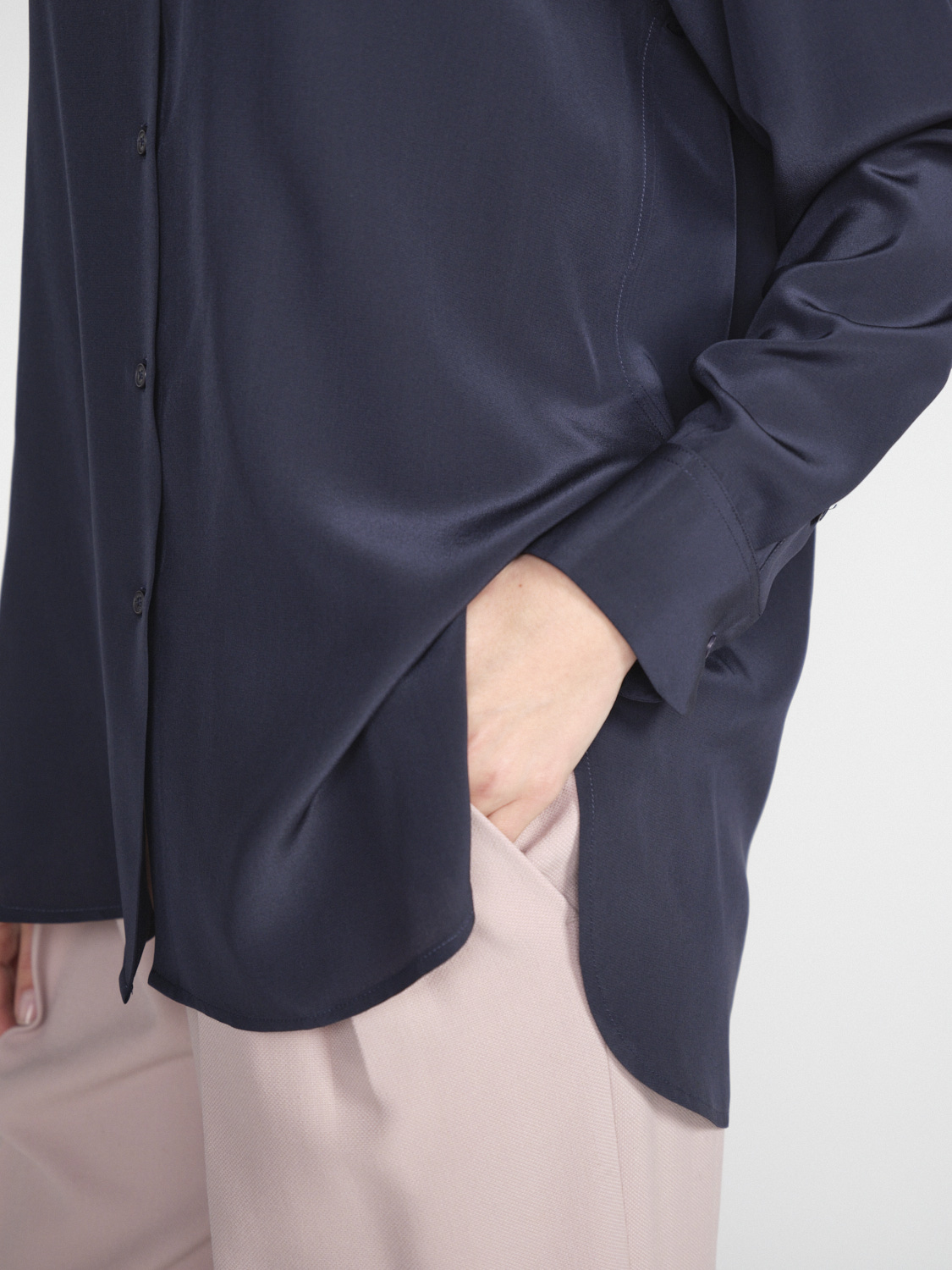 Nili Lotan Julien - Oversized silk blouse  marine XS