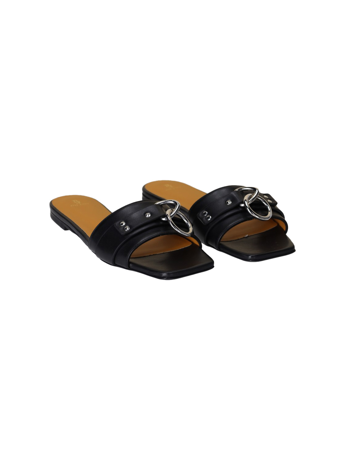 Harness – leather slides with metal details 