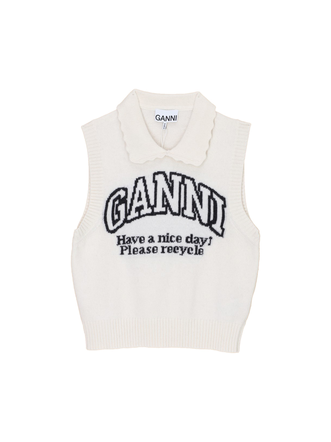 Ganni Graphic – sweater vest made from a wool blend  white S