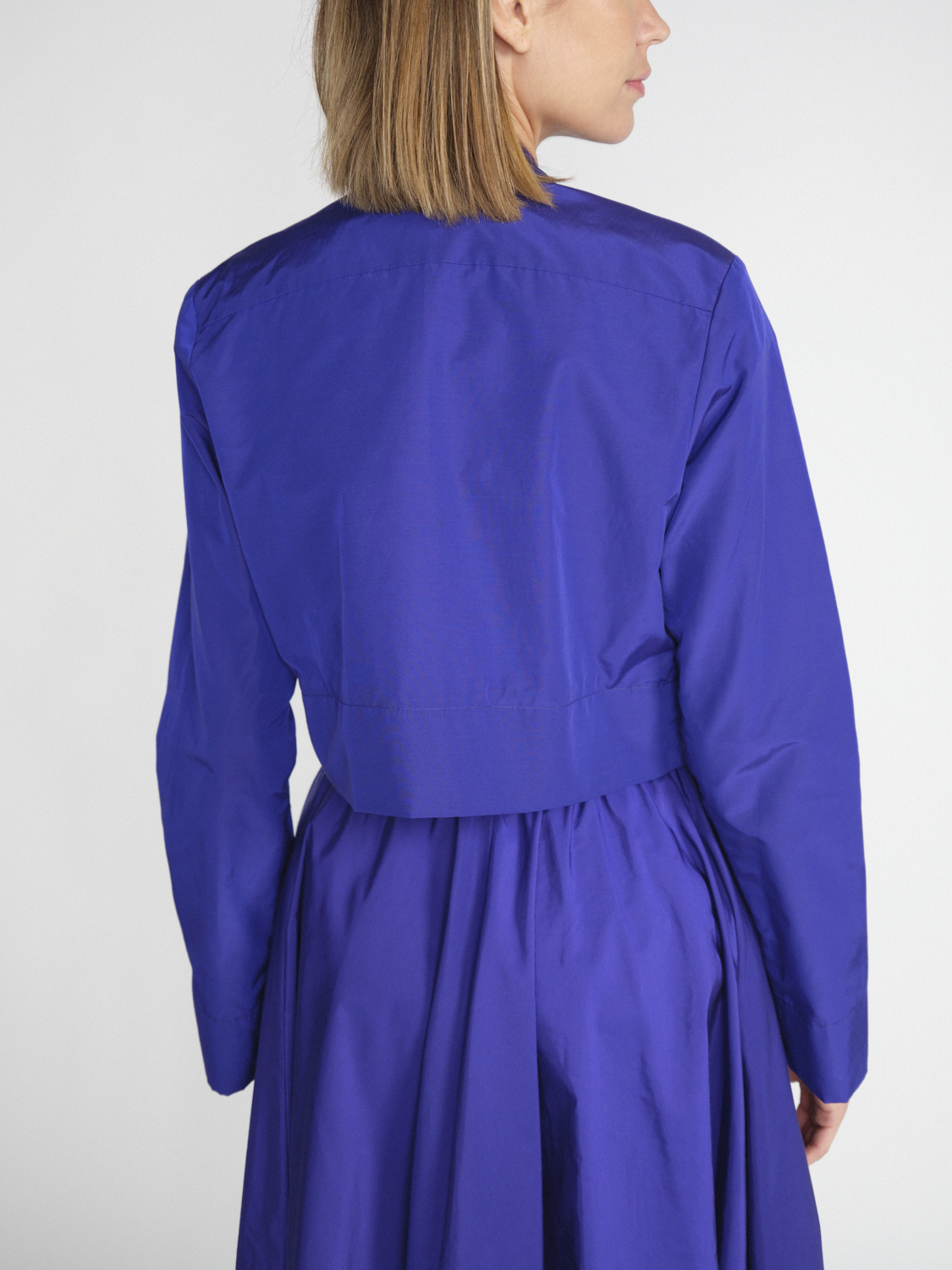 Odeeh Cotton and tech fabric cropped blazer  purple 36