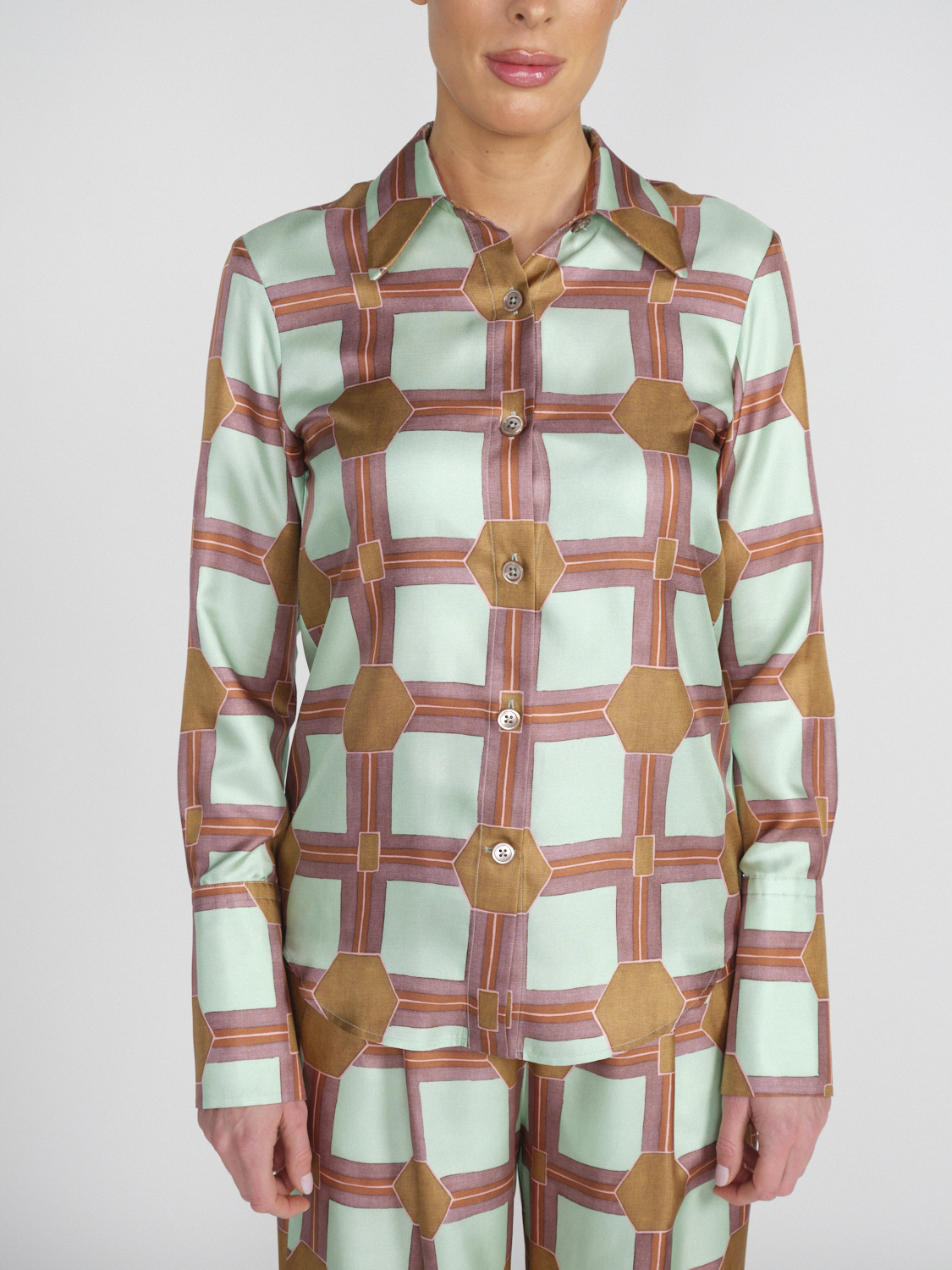 Odeeh Seidencrêpe-Bluse mit graphischem Muster mehrfarbig 34 Odeeh Seidencrêpe-Bluse mit graphischem Muster mehrfarbig 34
