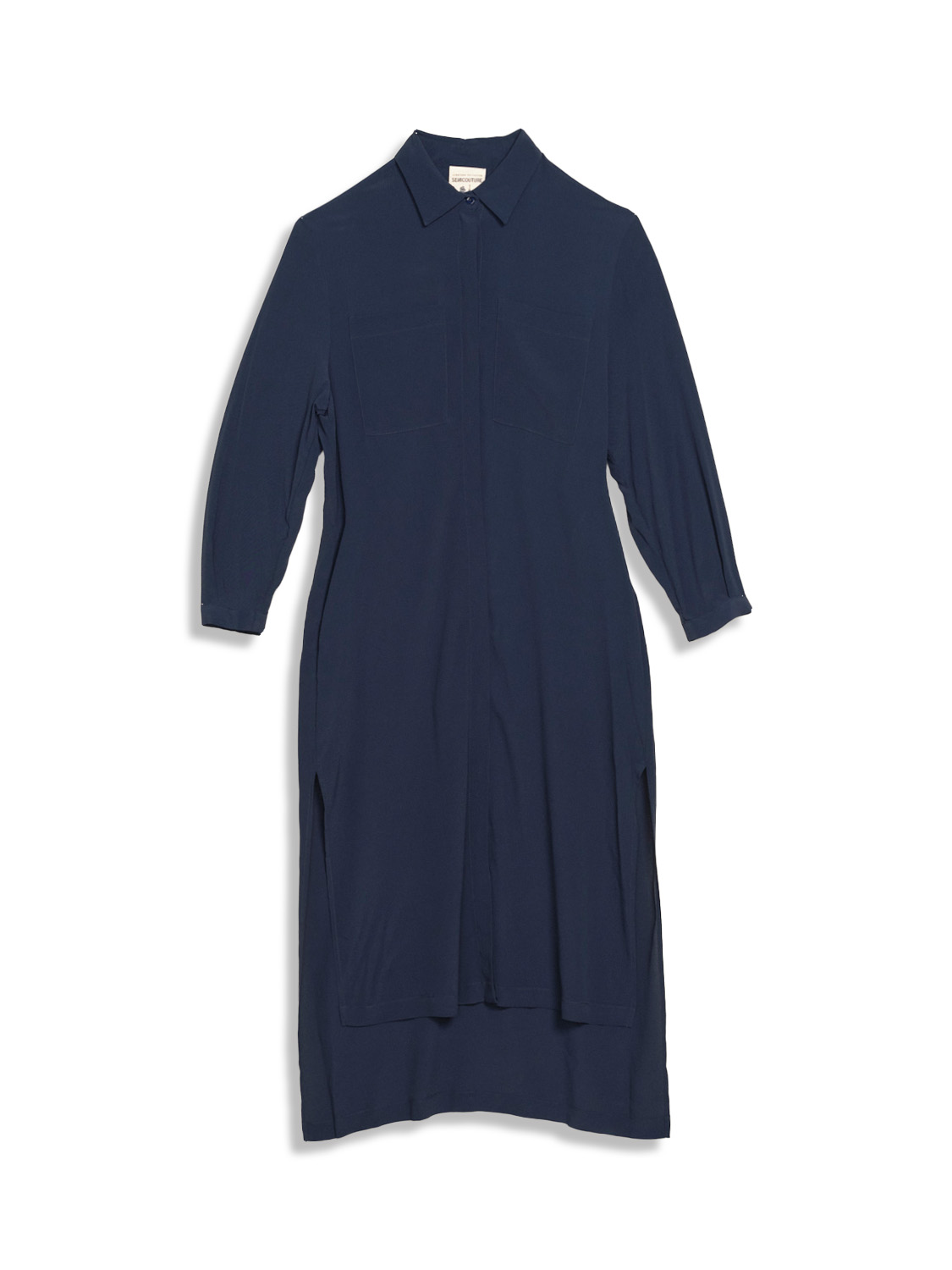 Maxi dress with waist belt and patch pockets