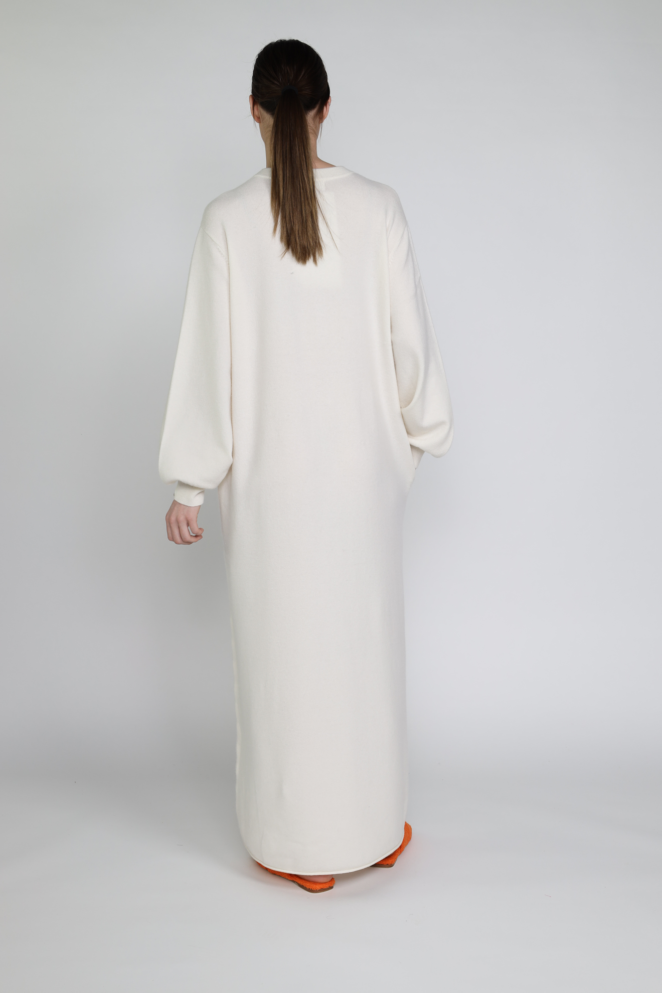 Extreme Cashmere n° 281 Santa - Knitted dress with button placket in cashmere white One Size