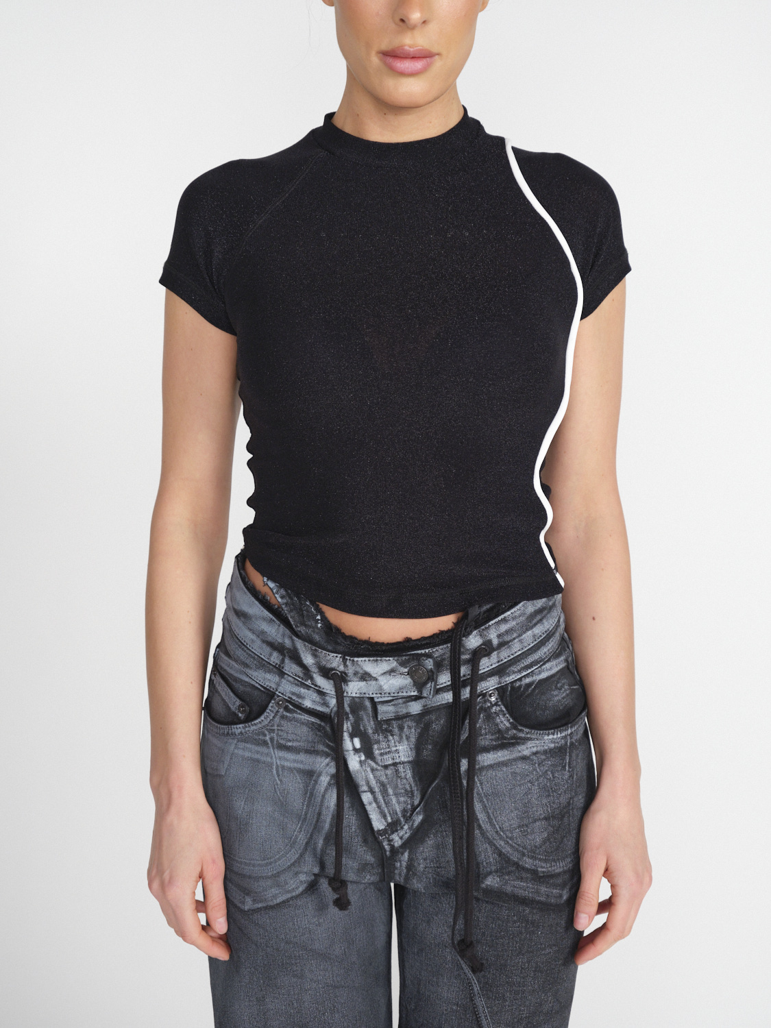 Ottolinger Lurex Shirt - Stretchy shirt with lurex details  black XS