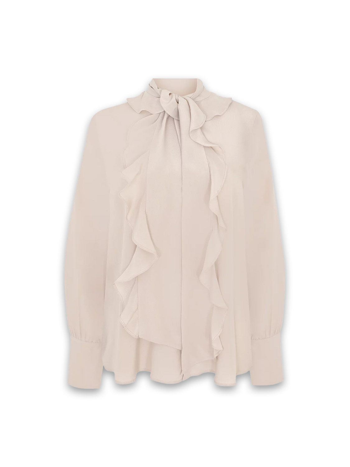 Sly010 Schluppenbluse aus Seiden-Crêpe mit Volants rosa 38