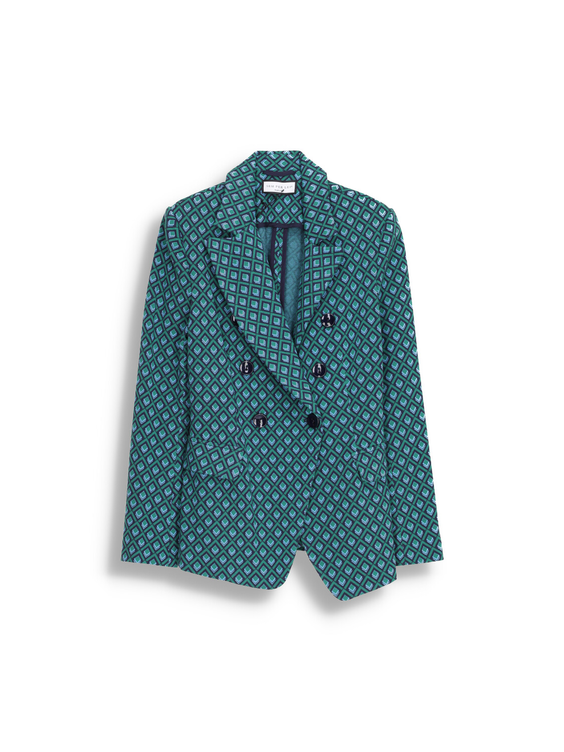 Double breasted fabric blazer with graphic print
