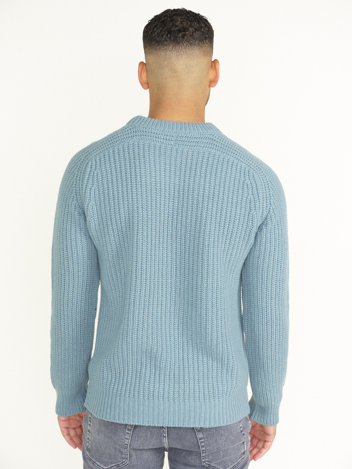 Stephan Boya Mood Rib Sweater – Pullover aus Rippenstrick blau M