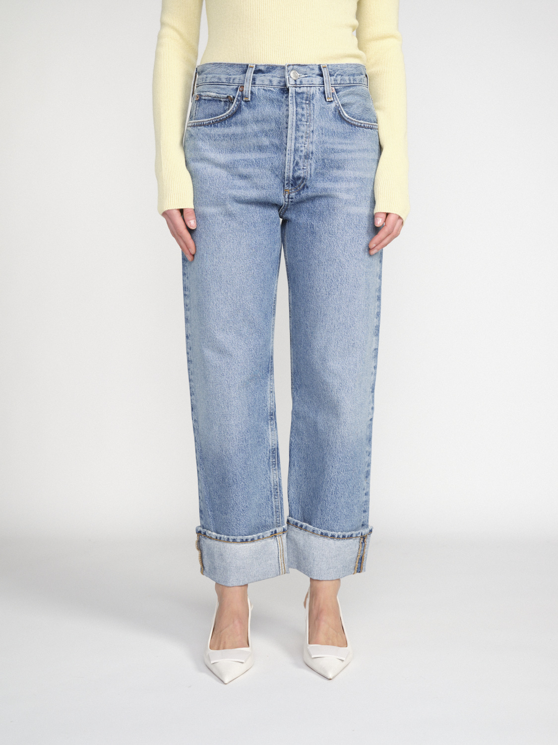 Agolde Fran - Straight wide-leg jeans in cotton  blue 25