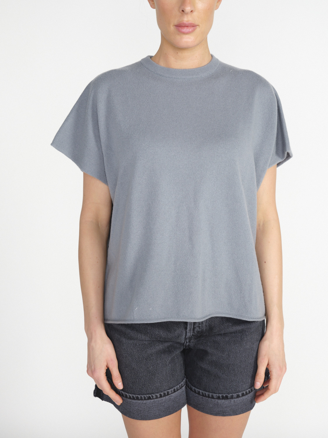 Extreme Cashmere Alma – Ärmelloses Oversized Shirt aus Cashmere   blau Taille unique