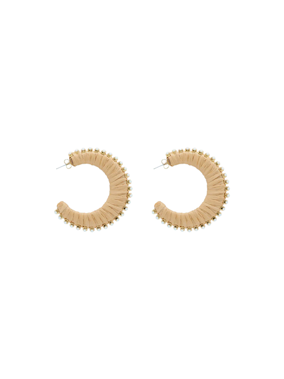 Vanessa Baroni Raffia Pearl – Bast Ohrring mit Perlen-Details   beige One Size
