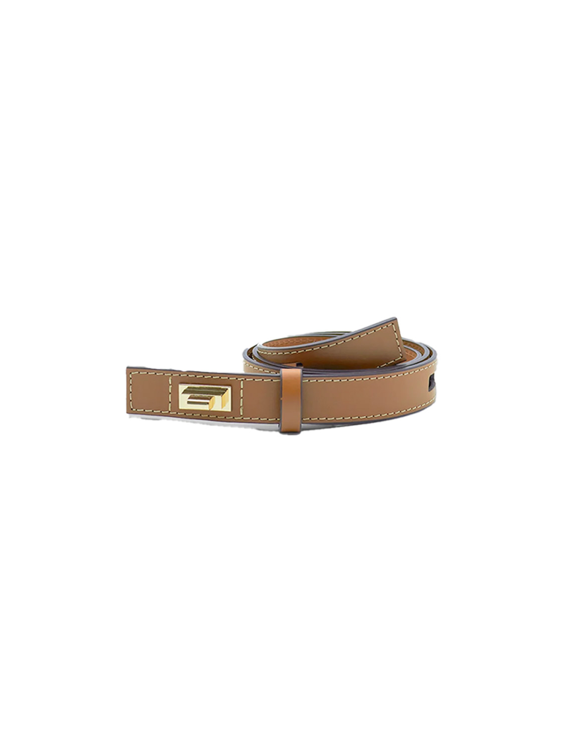 Lorena Antoniazzi Cintura – Slim belt with gold-tone hardware  brown M