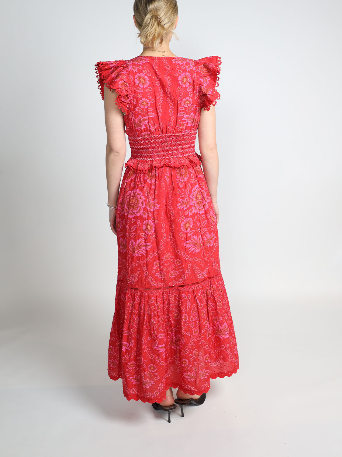 Farm Rio Olivia cotton dress  red XS