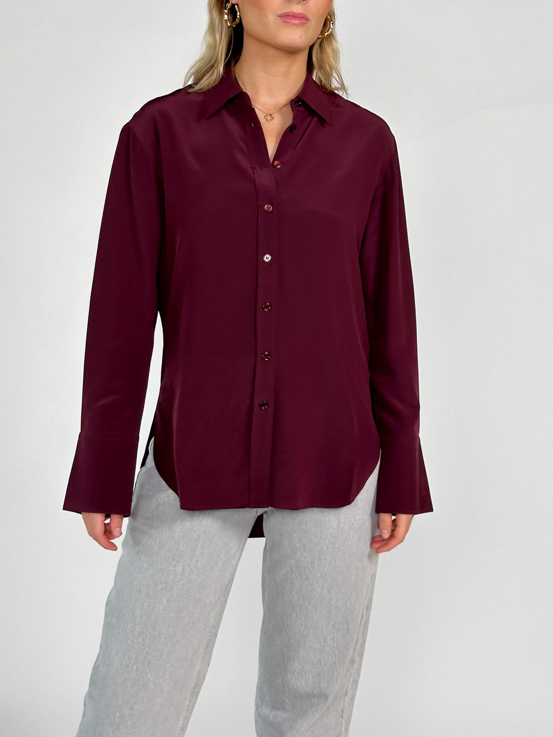 Joseph Joe – Blouse with light silk crepe  36 brown