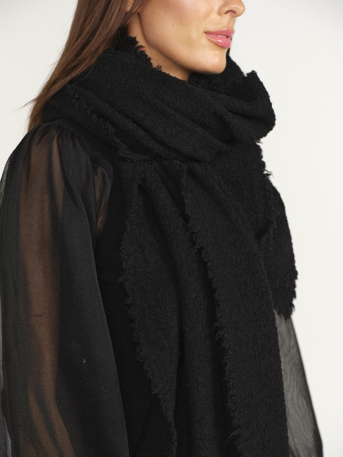 Faliero Sarti Alexia - Wool and Cashmere Rectangular Scarf black One Size