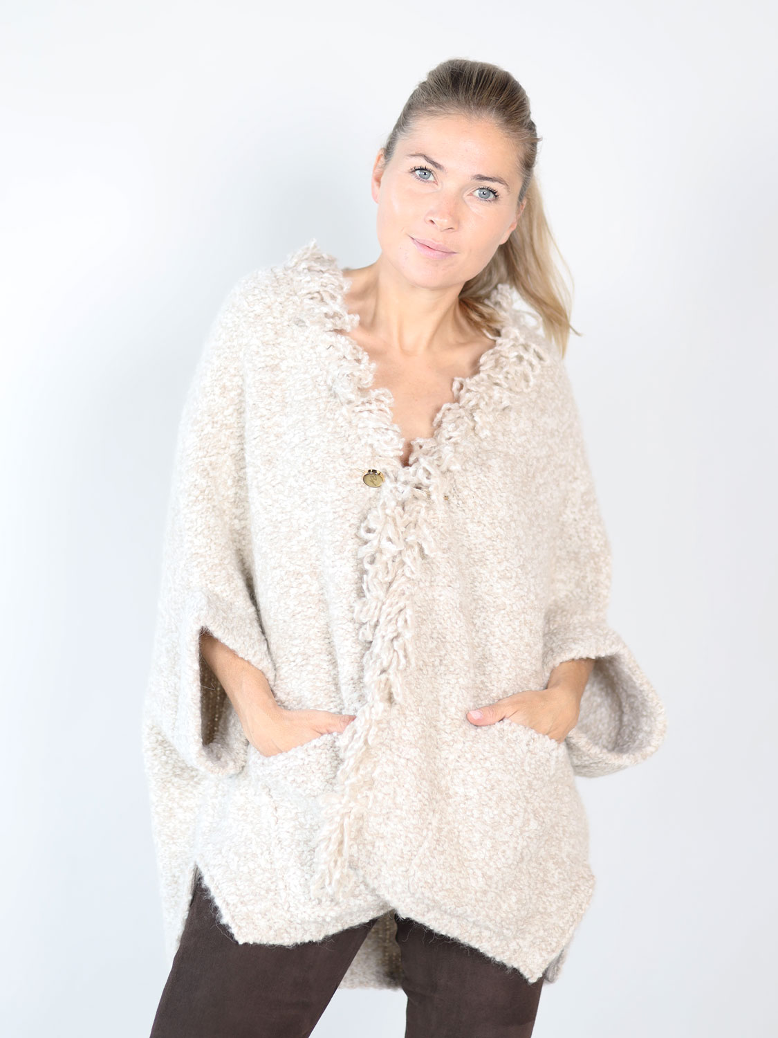 Antonia Zander Folina Cape – Cape aus Baby Alpaca  creme XS/S