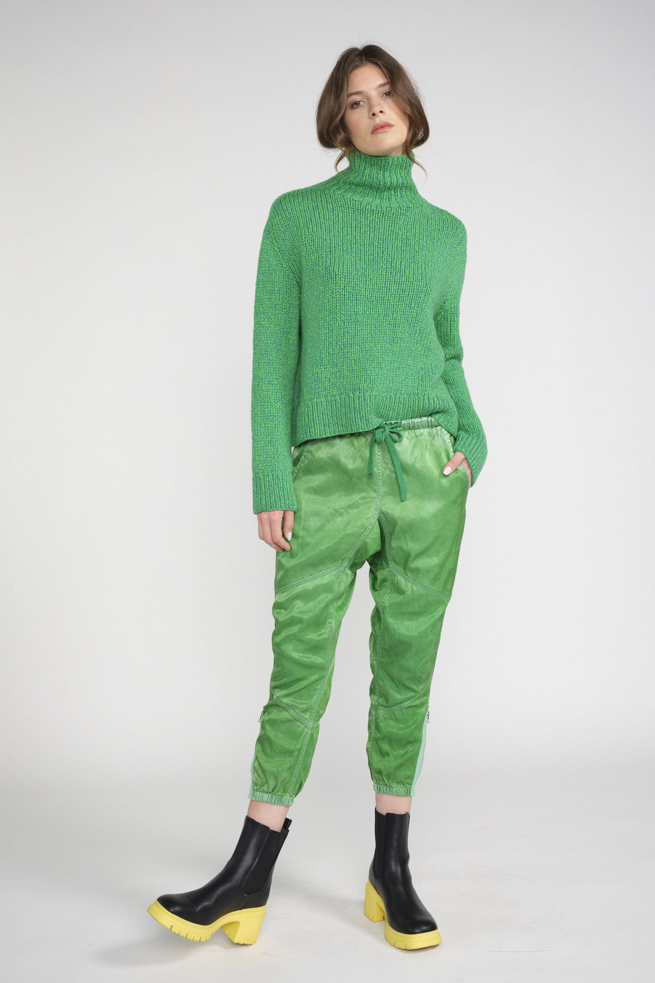 wommelsdorf sweater green plain cotton