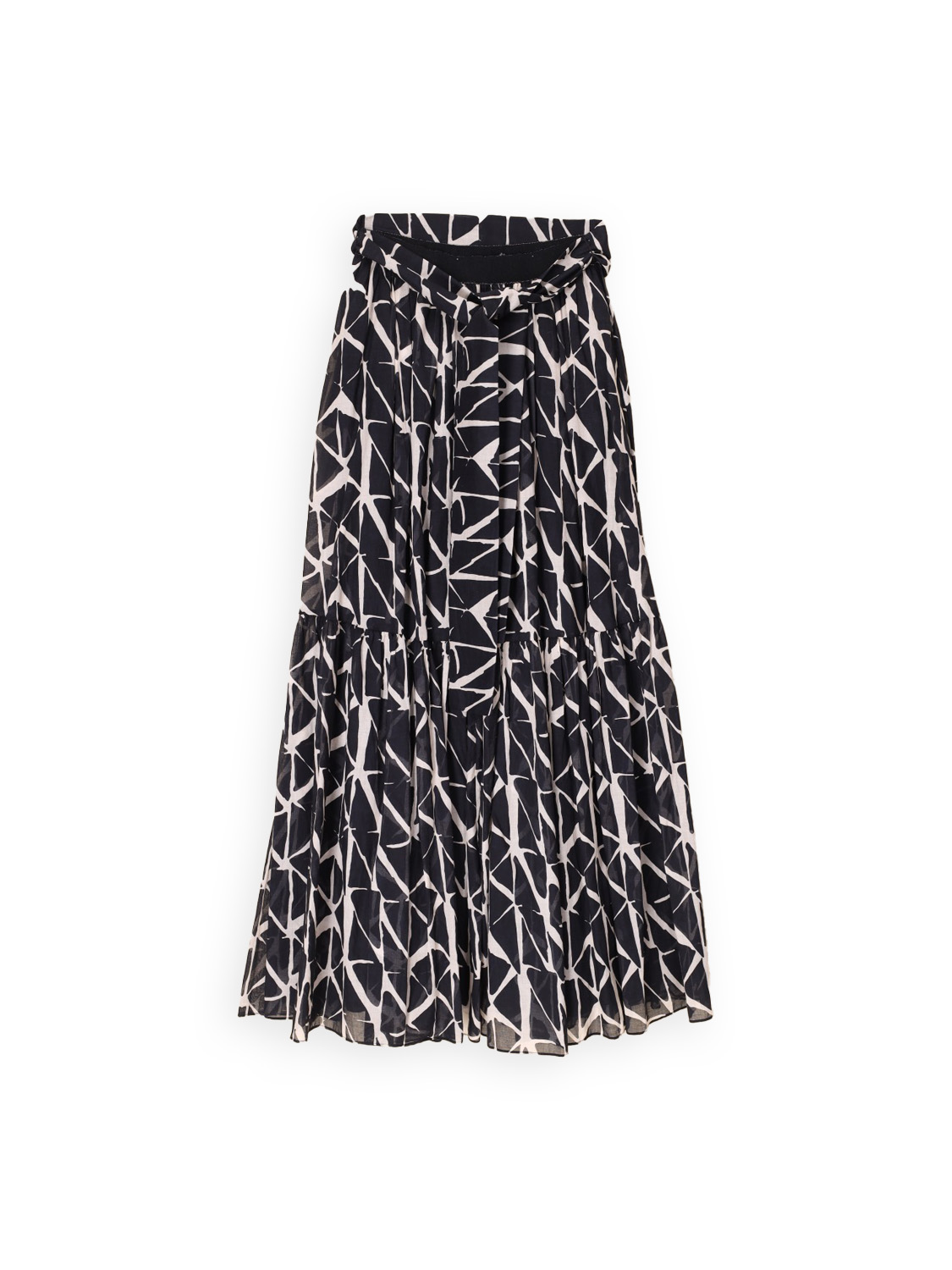 Midi skirt made of a cotton-silk mix with a pattern 