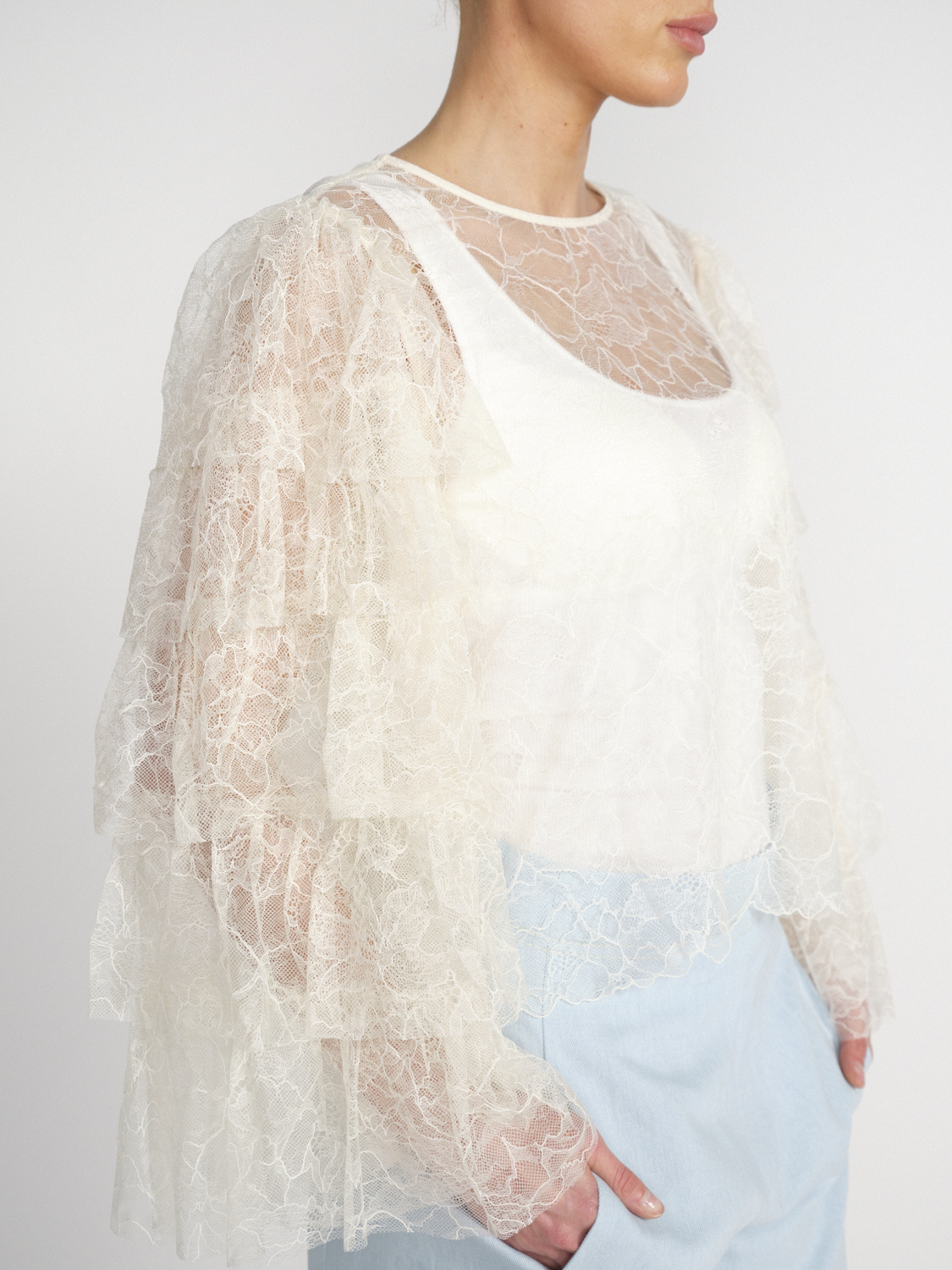 Frame Layered - Spitzen-Bluse mit Layer-Details   crema XS