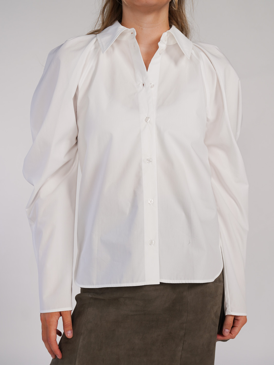 Nina Ricci Baumwoll-Bluse mit Puffärmeln weiß 34 Nina Ricci Baumwoll-Bluse mit Puffärmeln weiß 34