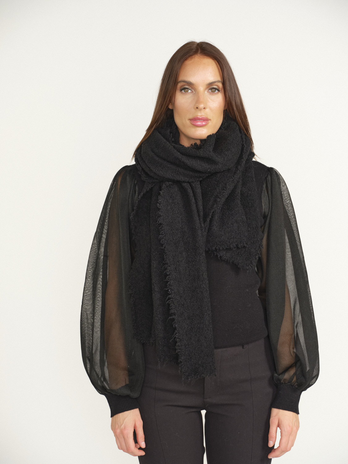 Faliero Sarti Alexia – Rechteckiger Schal aus Wolle und Cashmere grau One Size