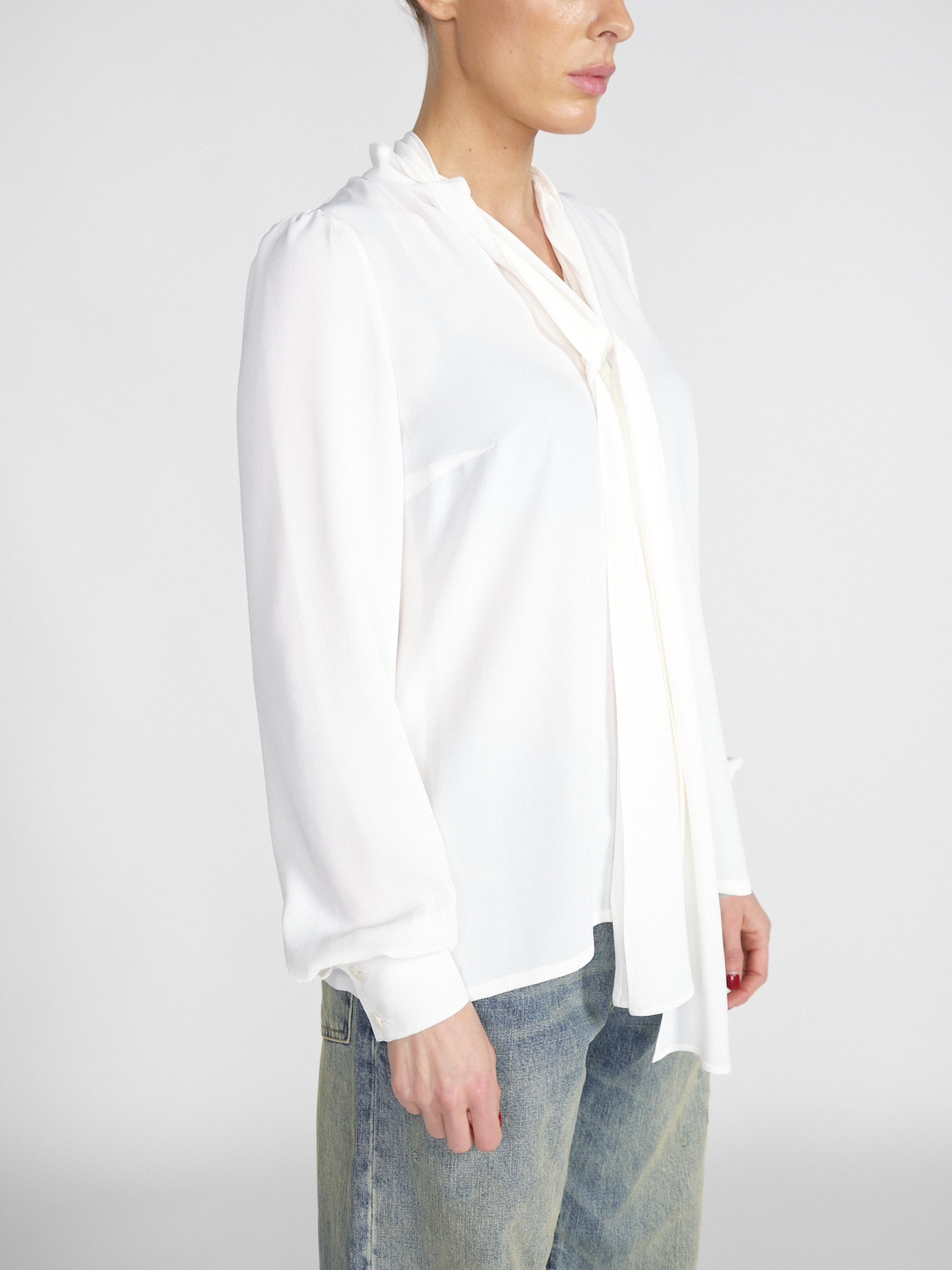 Maison Common Blouse with flaps in a silk and crêpe blend  white 38