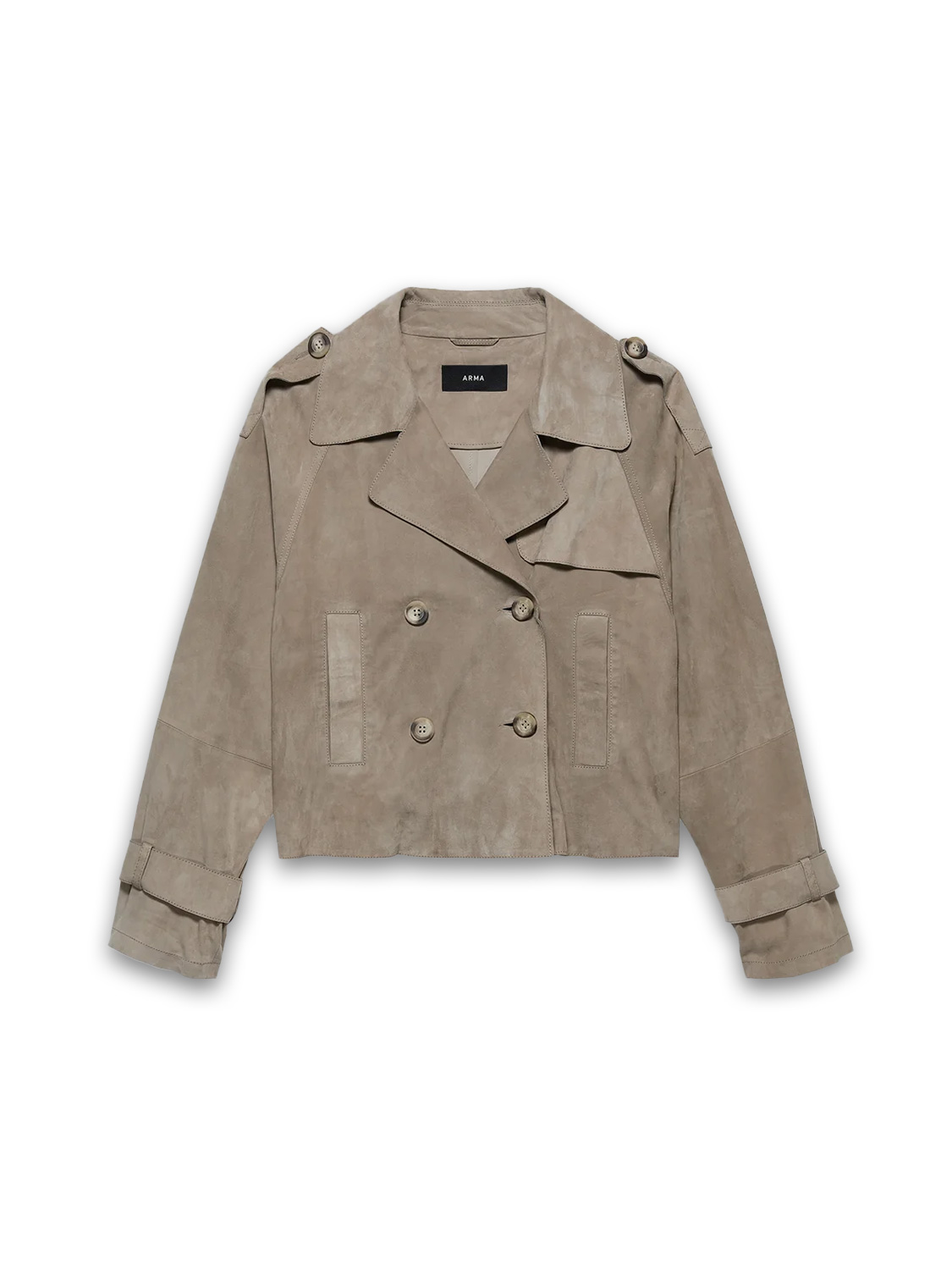 Arma Sia – Veloursleder Trenchcoat    grün 38