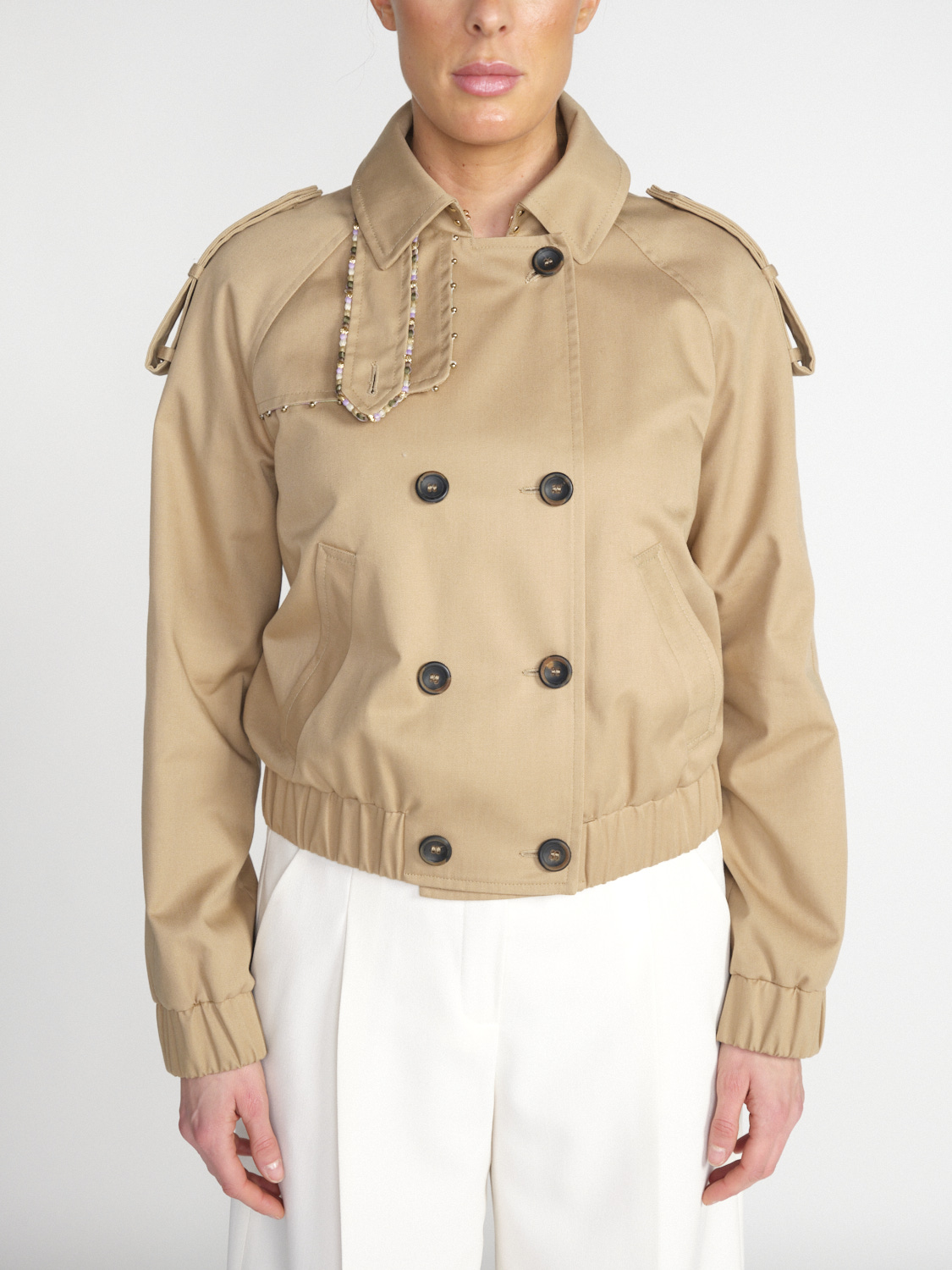 Bazar Deluxe Short trench coat with lurex details  beige 34