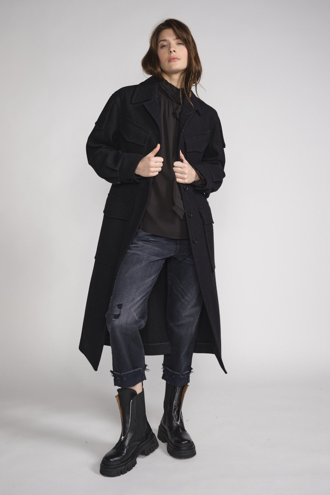 Utility Pocket - Wollmantel mit Taschendesign | 36 | schwarz 