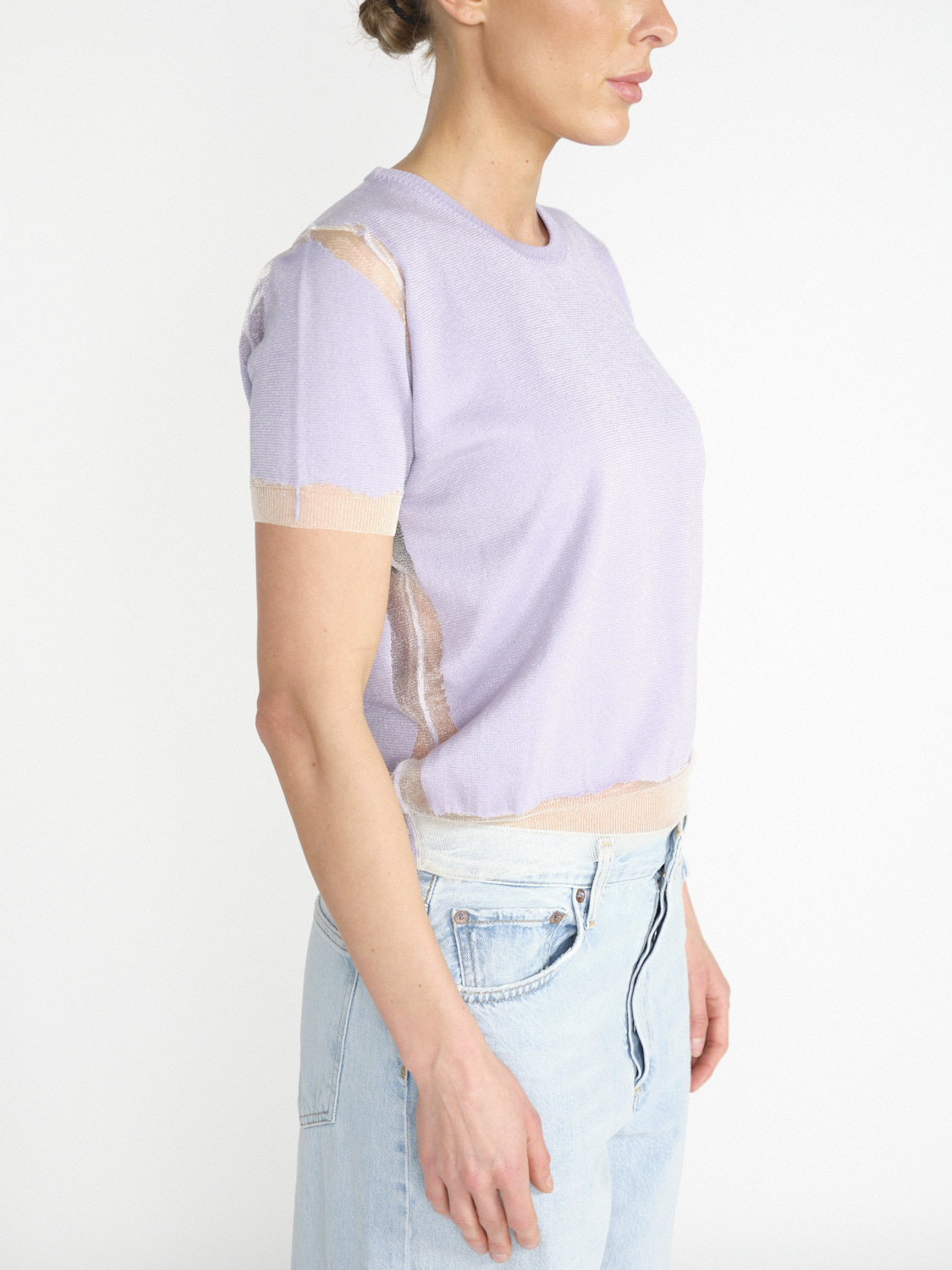 Roberto Collina Devore – Shirt mit transparenten Details  morado S