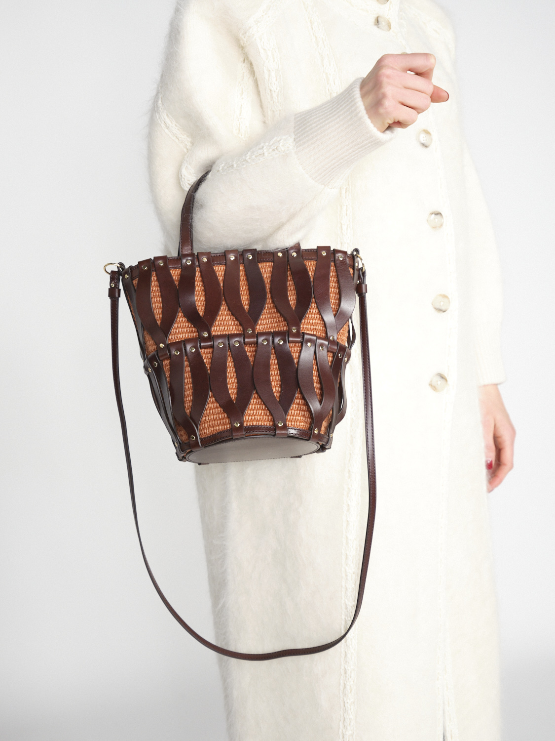 Ulla Johnson Indra – Mini Tote Bag mit Gitter-Struktur aus Leder   braun One Size
