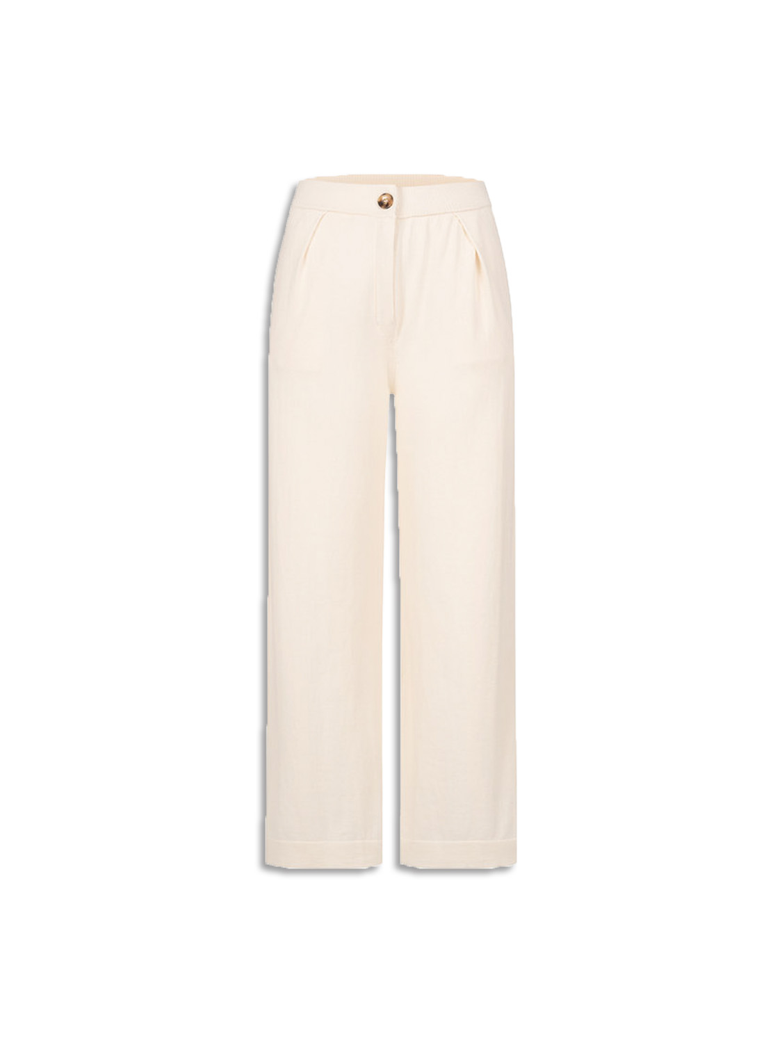 Pants with cashmere part and button detail