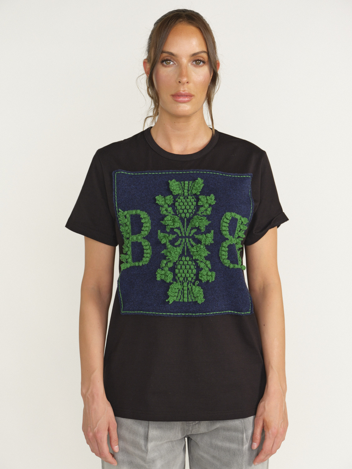 Barrie Barrie - Thistle - T - Shirt avec logo écusson Jeans XS