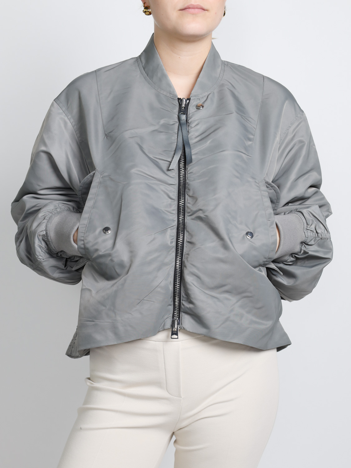 Shoreditch Ski Club Skylar Bomber – Oversized Jacke   grau S