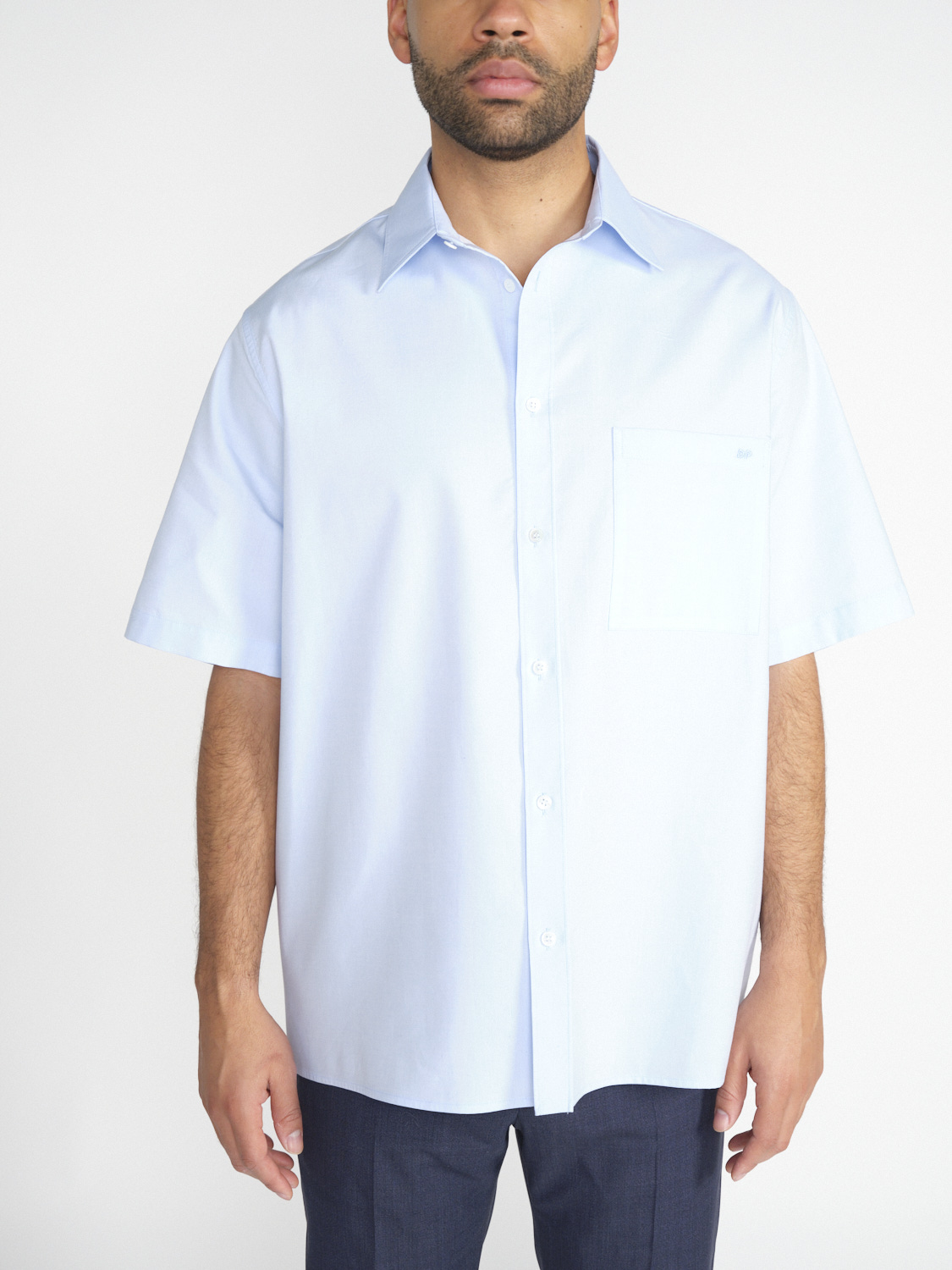 Darkpark Valle - Short-sleeved cotton shirt  blue S