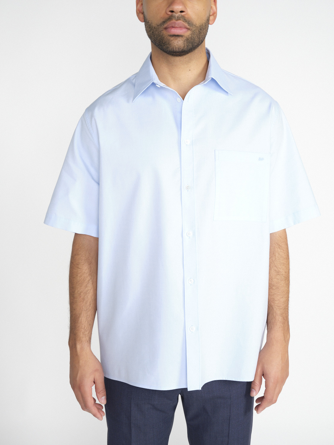 Darkpark Valle - Camicia in cotone a maniche corte  blu S