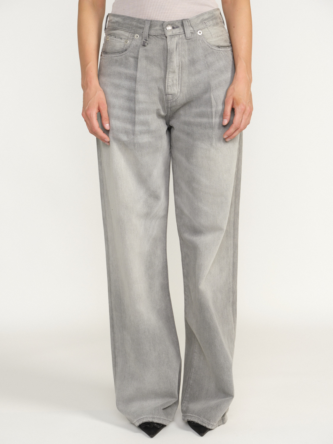 R13 Damon - Jeans trousers with pleat and flared leg grey 27