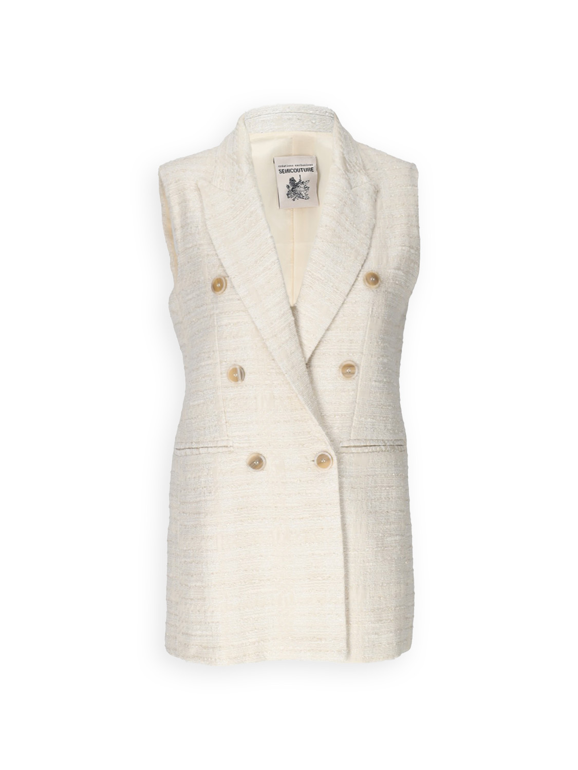 Semicouture Gilet prêt-à-porter in tweed con dettagli in lurex   beige 34