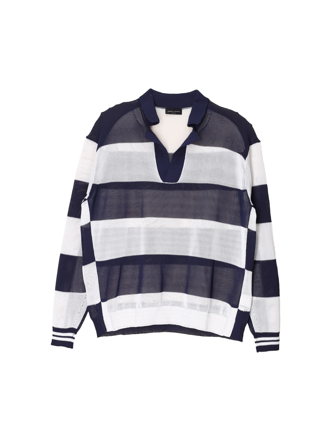 Polo – Striped ajour knit sweater 