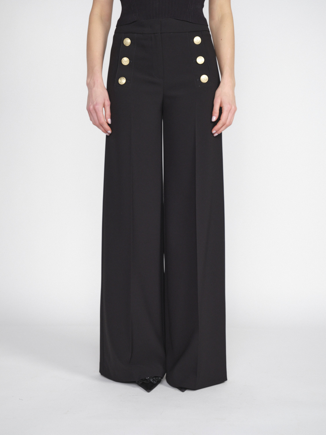 Seductive Bridget - Stretchy trousers with gold button details  black 34