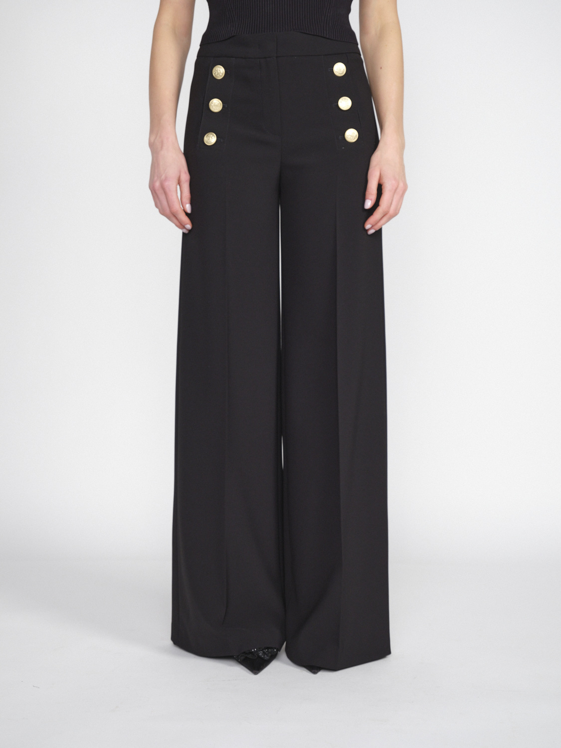 Seductive Bridget - Pantaloni elasticizzati con dettagli in bottoni dorati   schwarz 38
