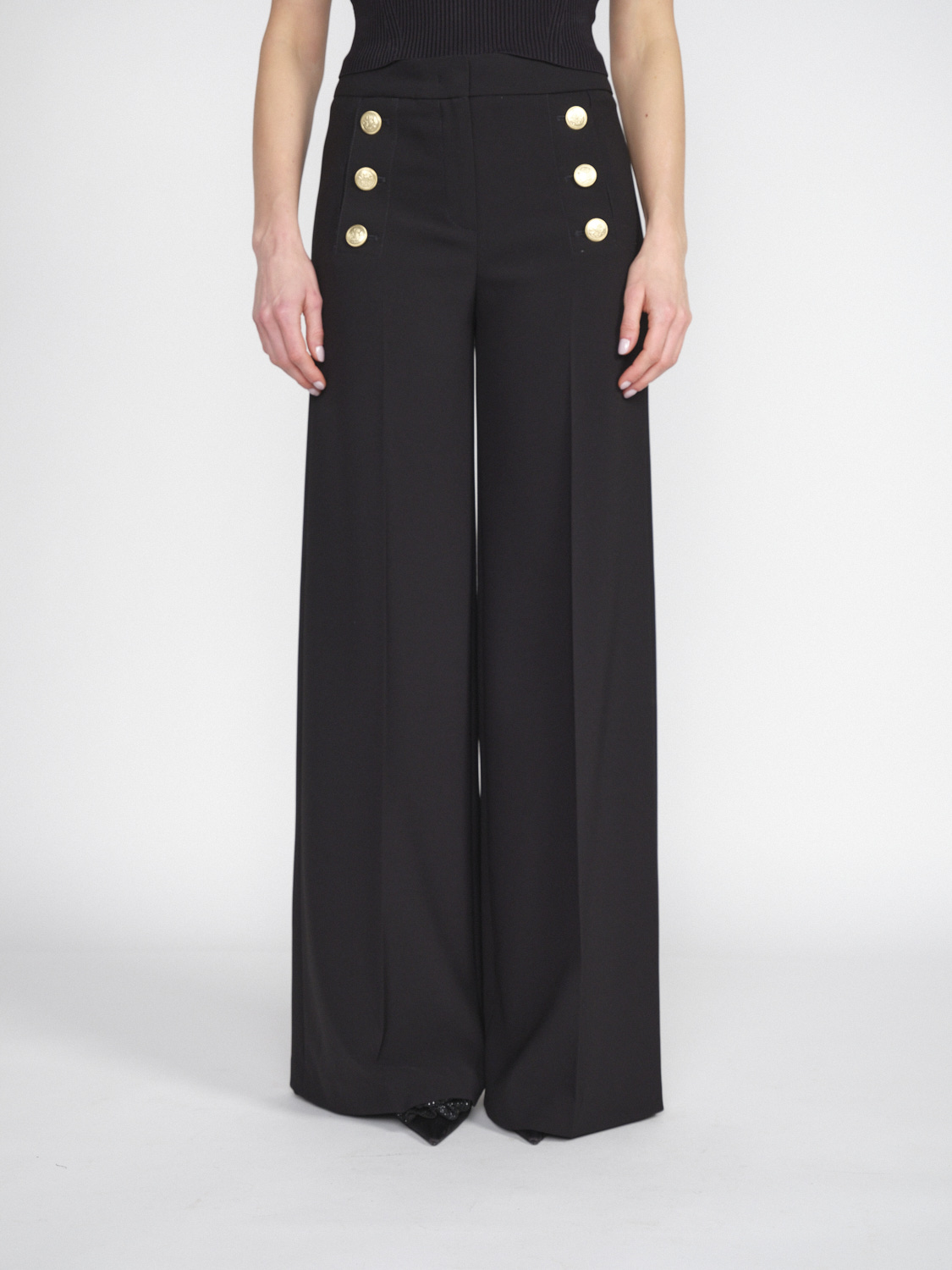 Seductive Bridget - Stretchy trousers with gold button details  black 38