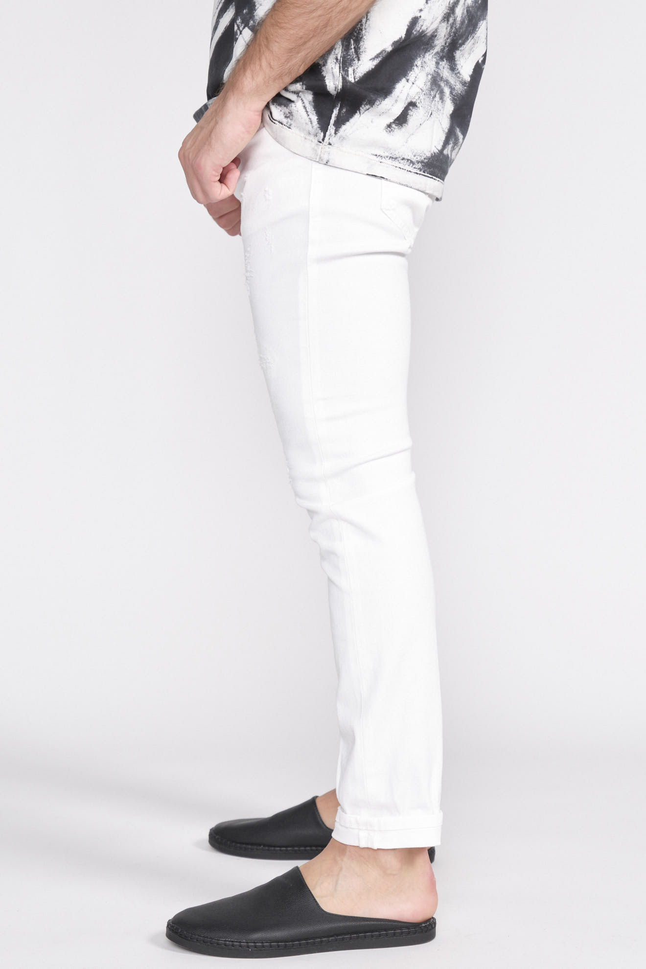 Dondup George skinny fit jeans with narrow leg and destroyed details white 34
