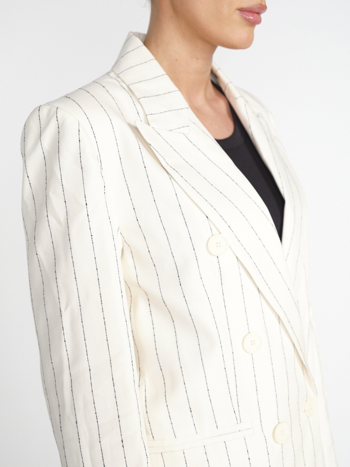Semicouture Cotton blazer with pinstripe pattern  creme 34